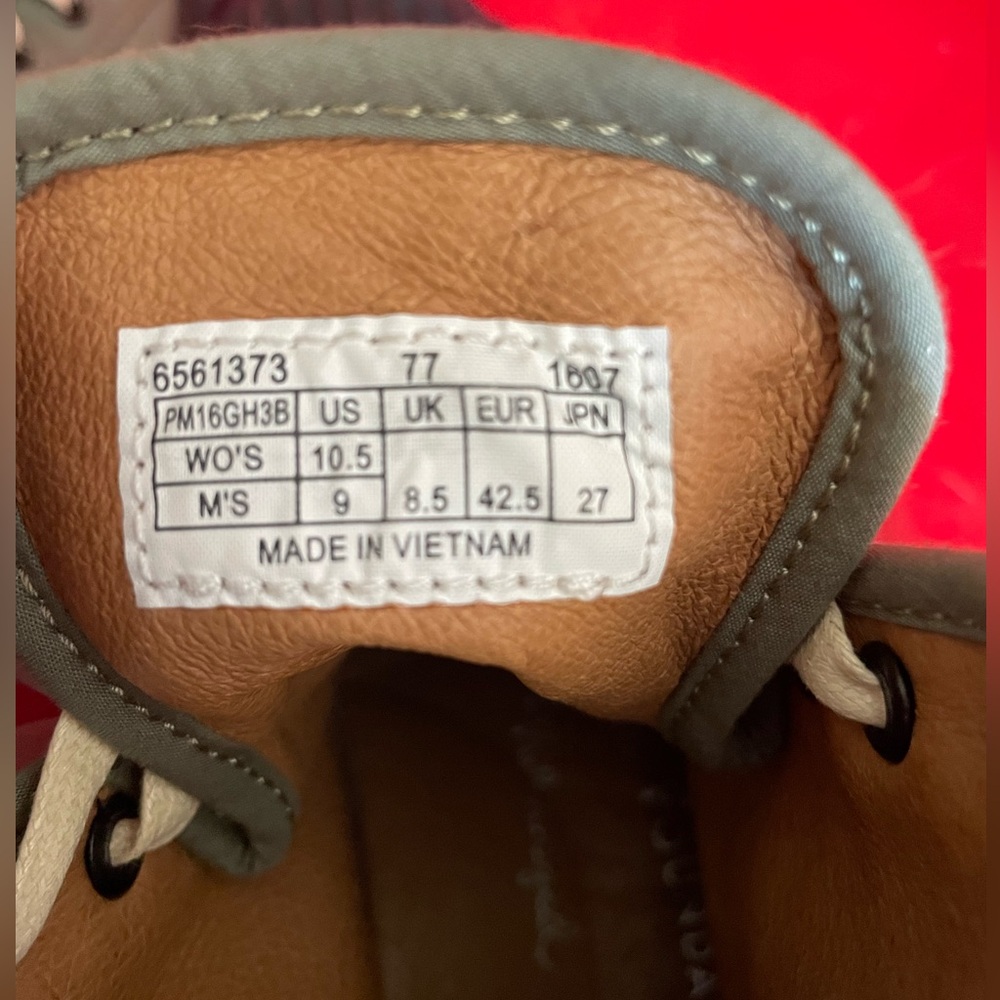 P.F. Flyers Olive Canvas High-Top Sneakers with Cream Laces - Picture 9 of 10